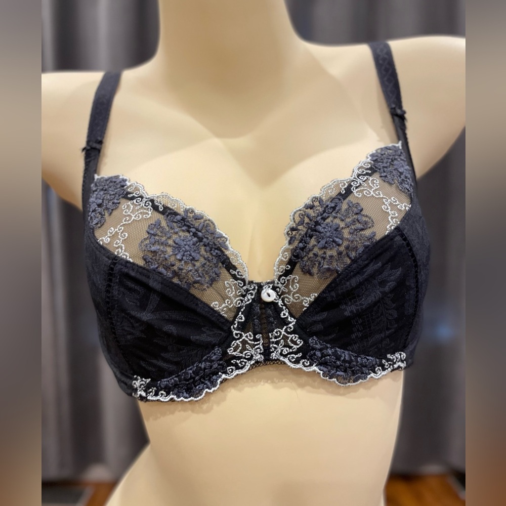 32C Empreinte black floral bra